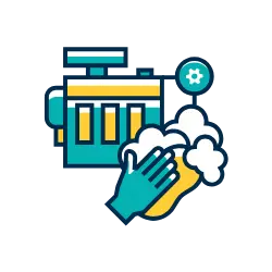 A beer machine icon with a hand washing it for testing purposes.